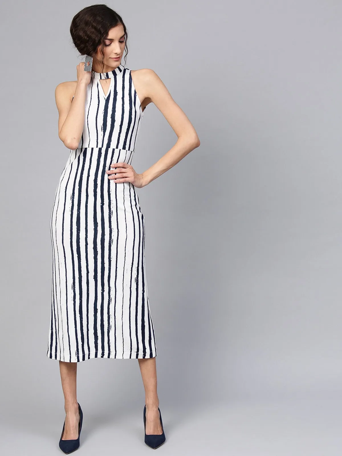 Abstract Stripes Midi Dress