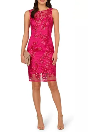 Adrianna Papell Sequin Leaf Sheath Dress