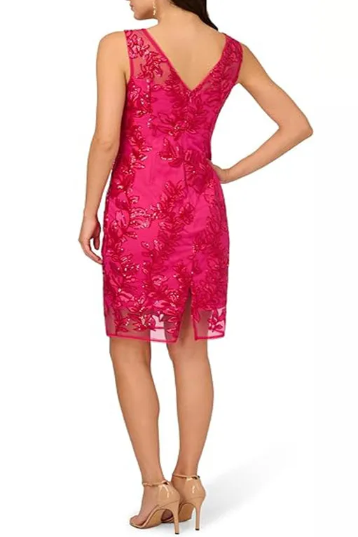 Adrianna Papell Sequin Leaf Sheath Dress