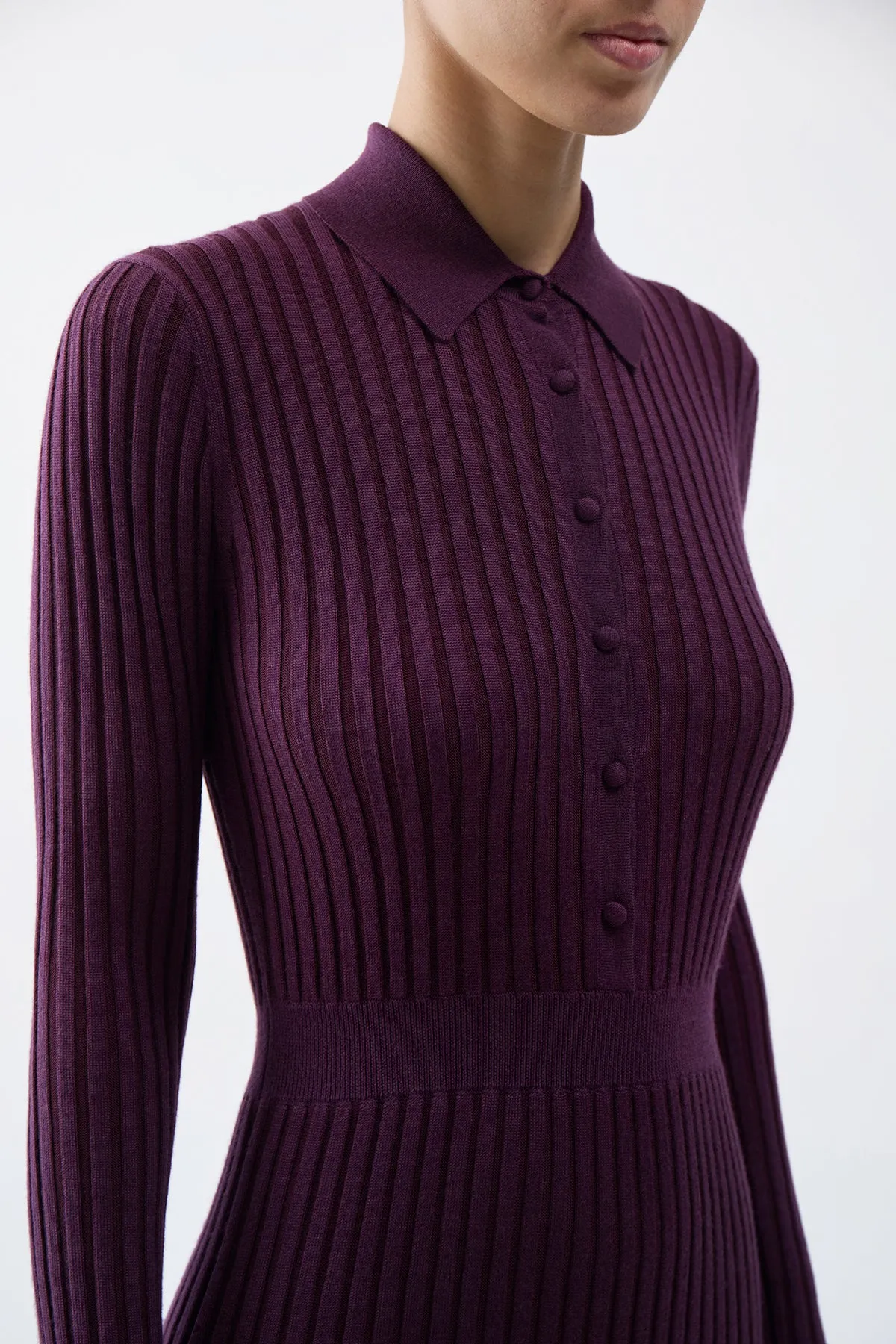 Ardor Knit Maxi Dress in Italian Plum Cashmere Silk