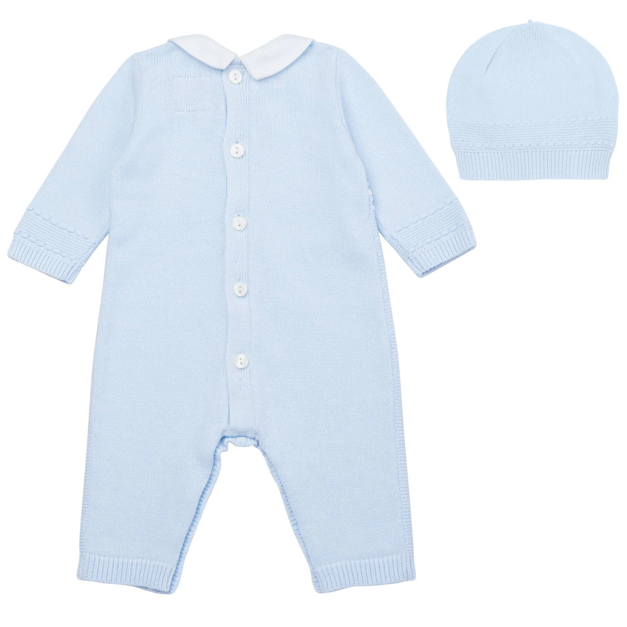 Baby Boys Blue Knitted Outfit & Hat