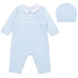 Baby Boys Blue Knitted Outfit & Hat