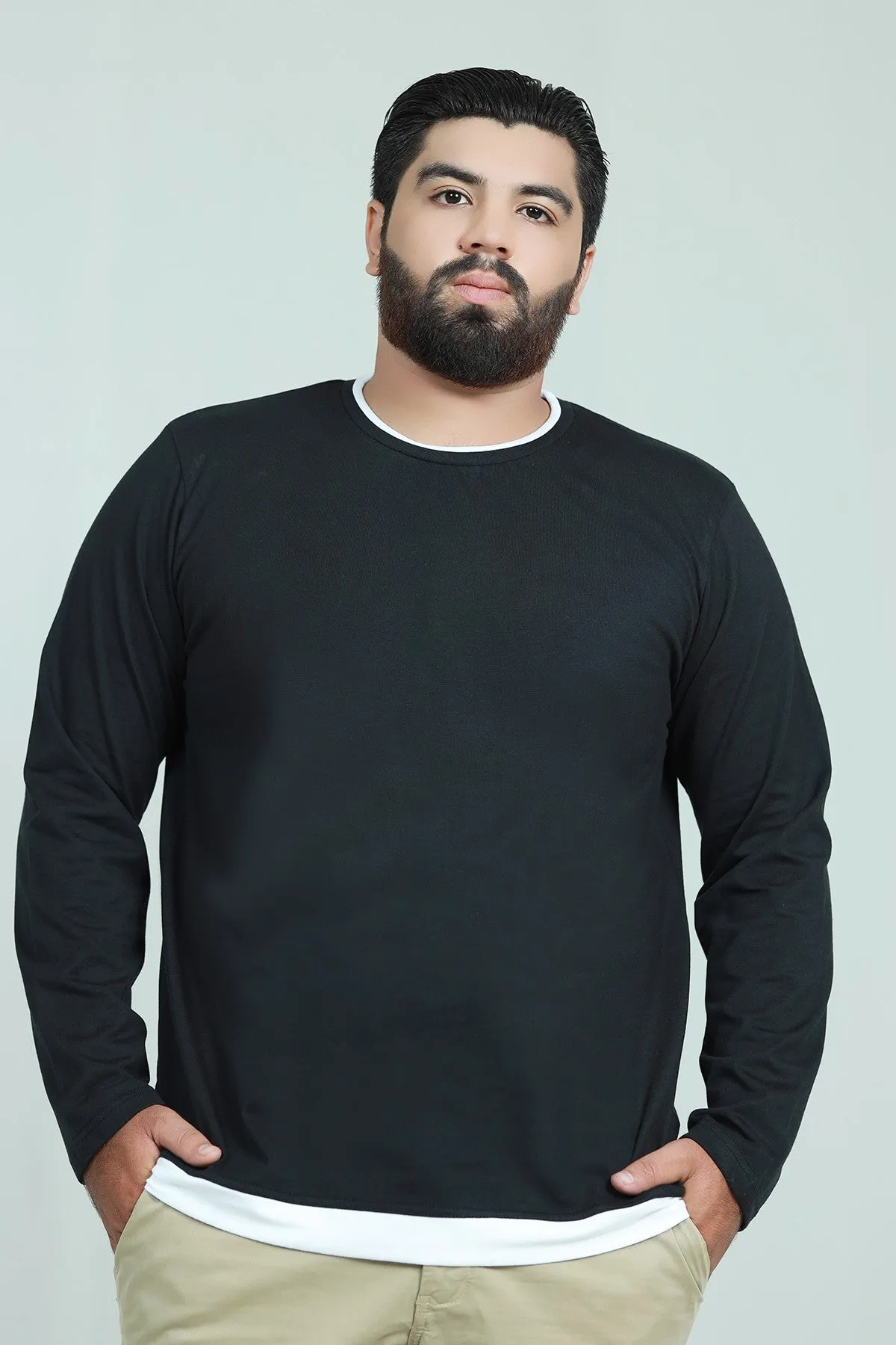 Black Rib T-Shirt (Plus Size) - W21 - MT0115P