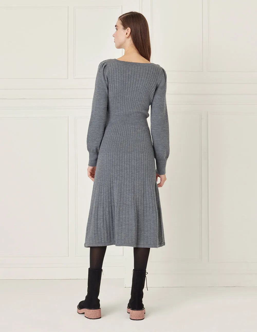 BORA AKSU Galaxy Grey Wool Knit Dress