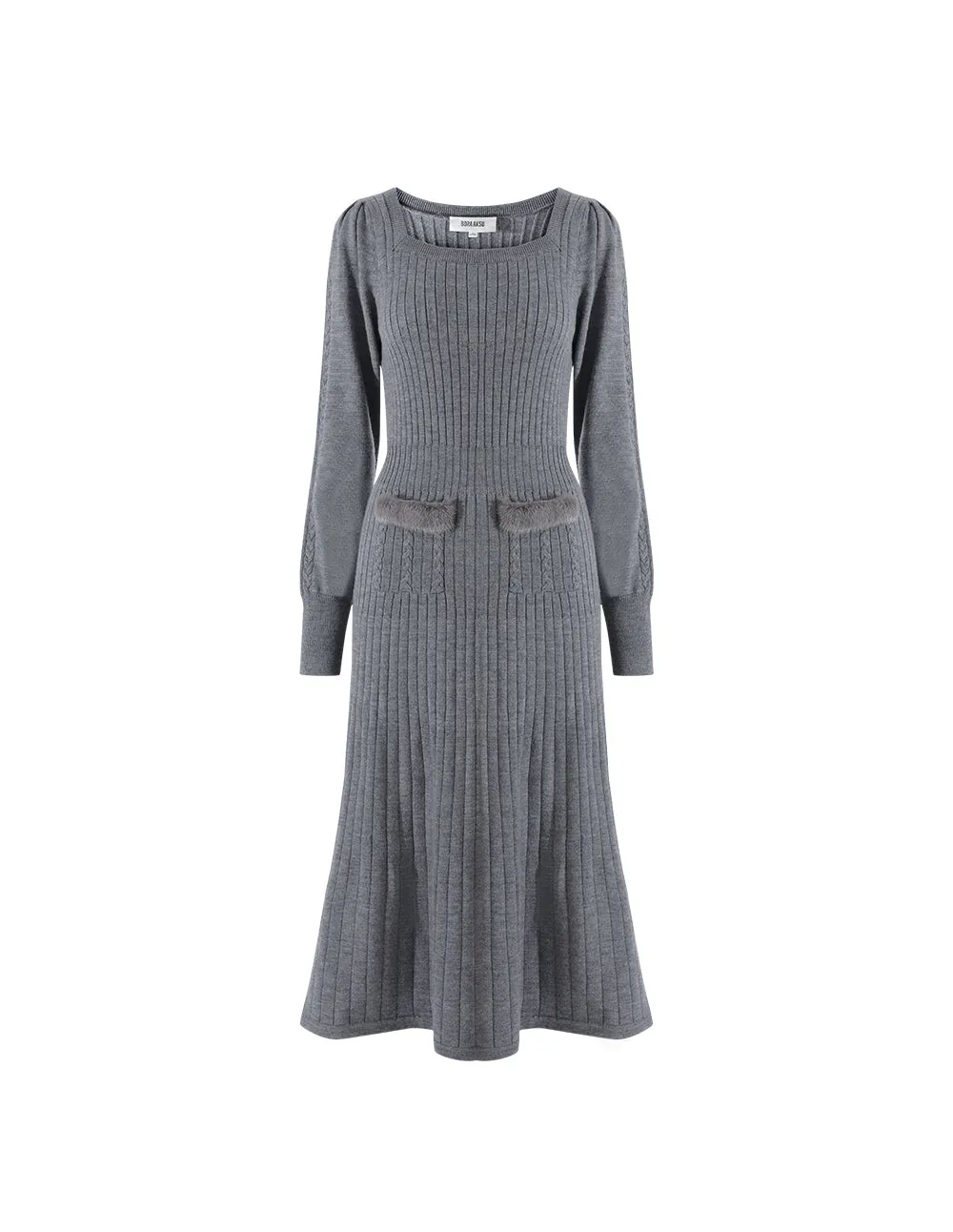 BORA AKSU Galaxy Grey Wool Knit Dress