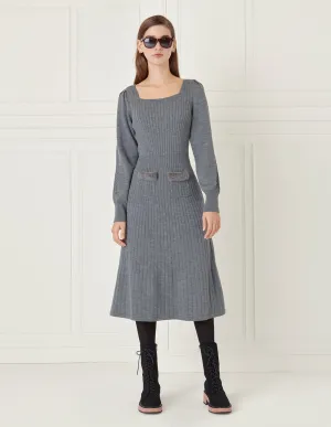 BORA AKSU Galaxy Grey Wool Knit Dress