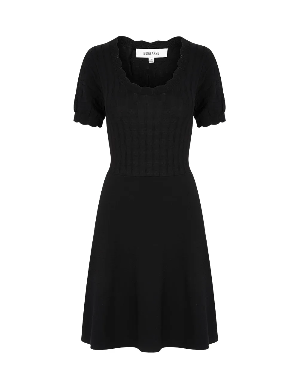 BORA AKSU Large U-Neck Hollow Texture Knitted Dress