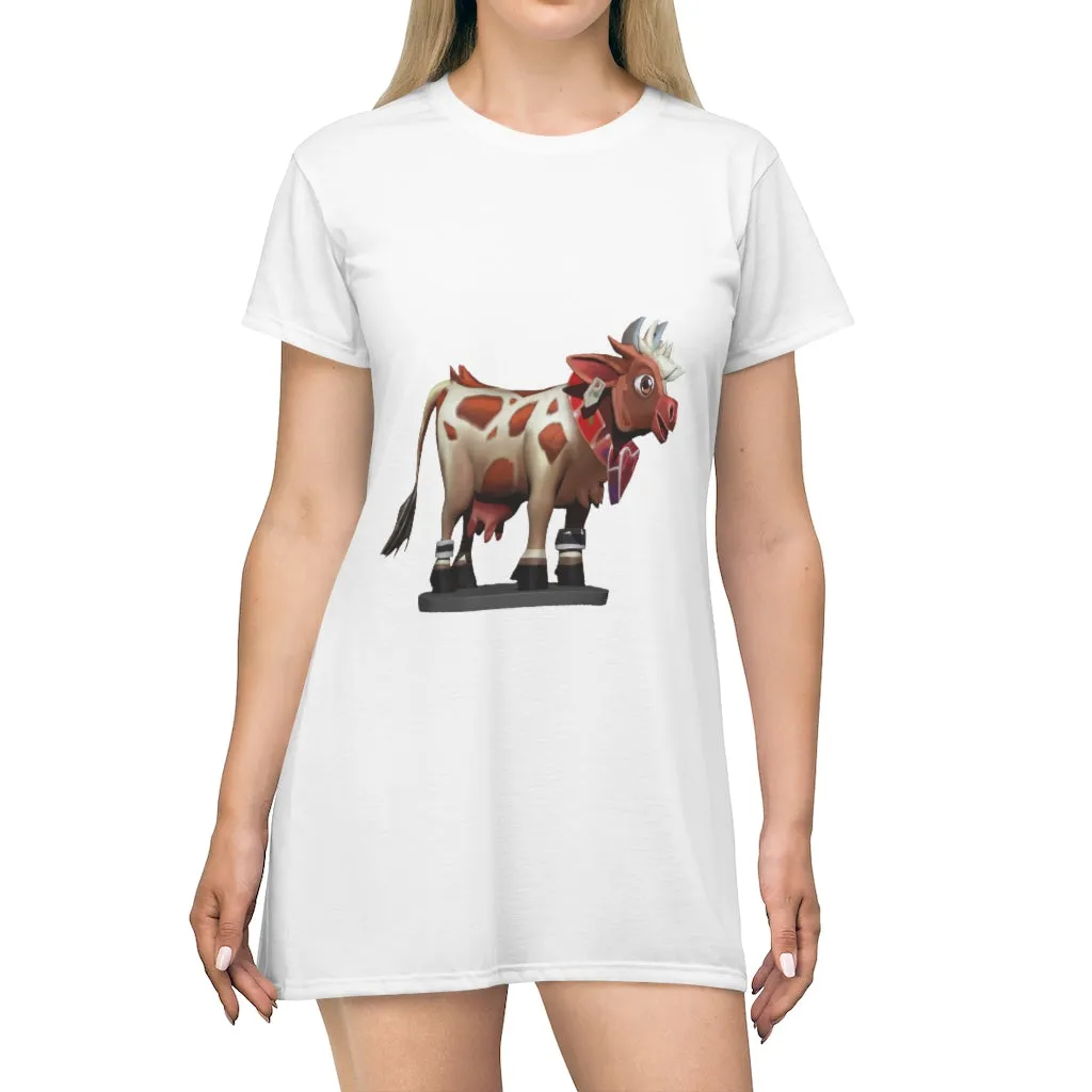 Brown Cow All Over Print T-Shirt Dress