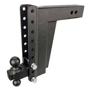 BulletProof Hitches 3.0" Adjustable Extreme Duty (36,000lb Rating) 12" Drop/Rise Trailer Hitch with 2" and 2 5/16" Dual Ball (Black Textured Powder Coat, Solid Steel)