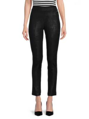 Calvin Klein Textured High Waist Ponte Pants, Black