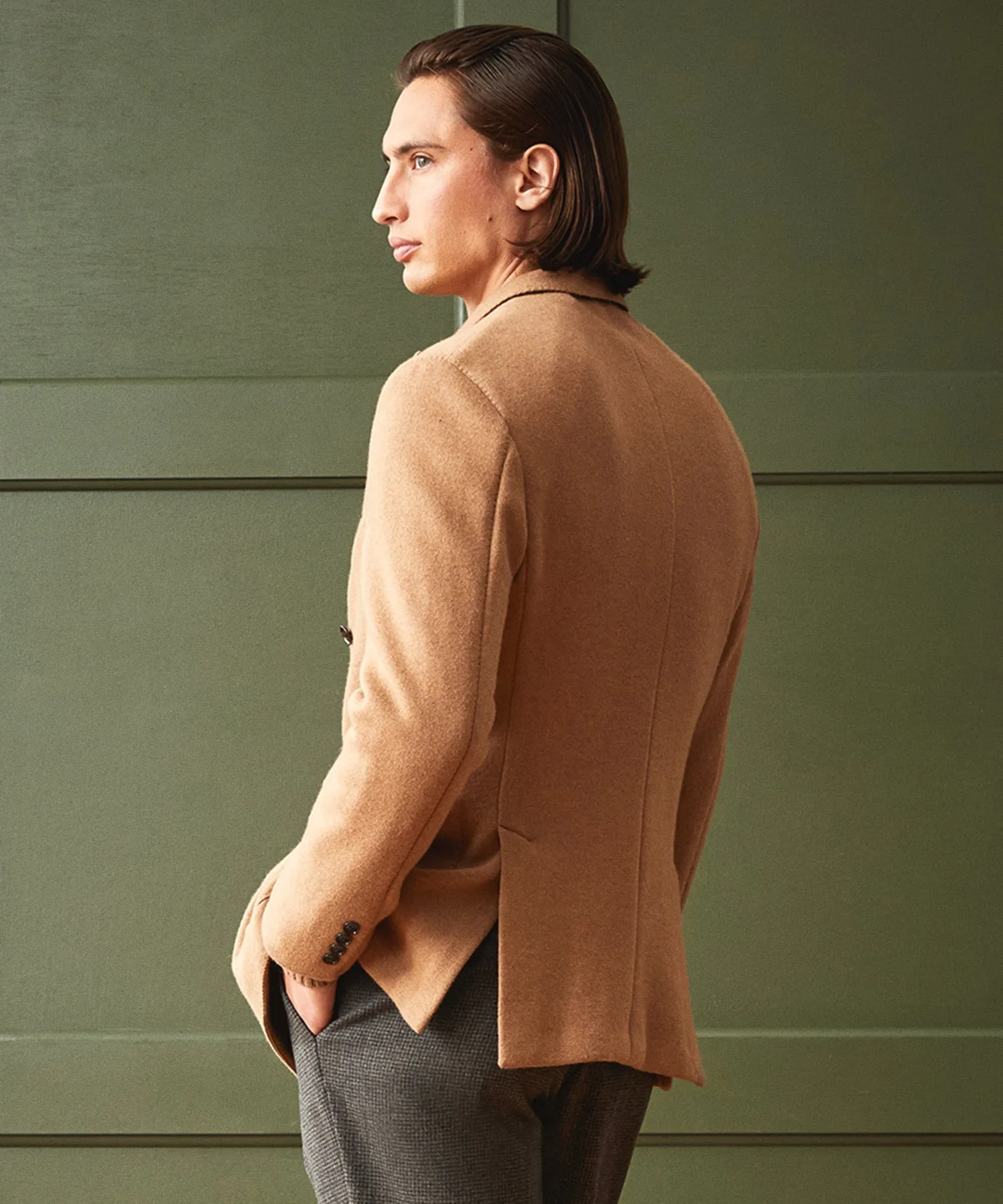 Camel Double-Breasted Sport Coat