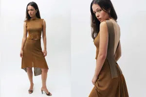 Caramel Blue Panel Dress