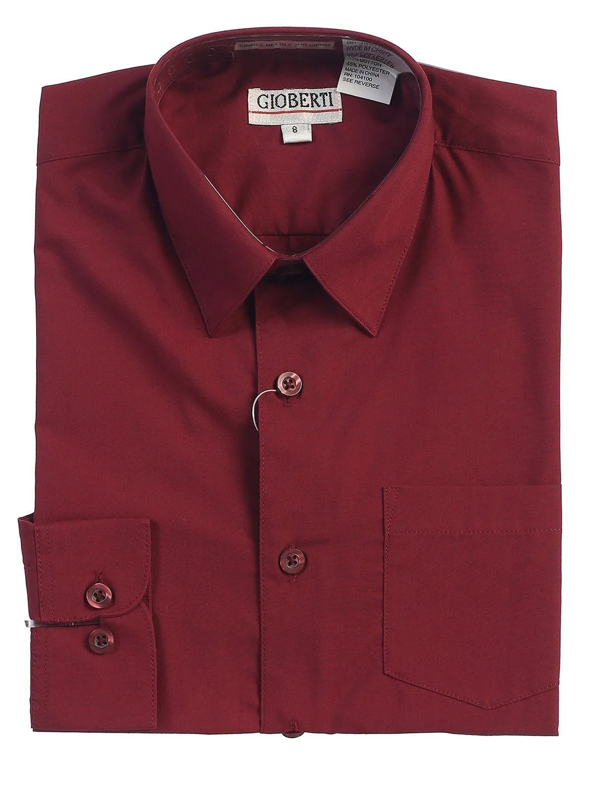 Classic Burgundy Boys Dress Shirt