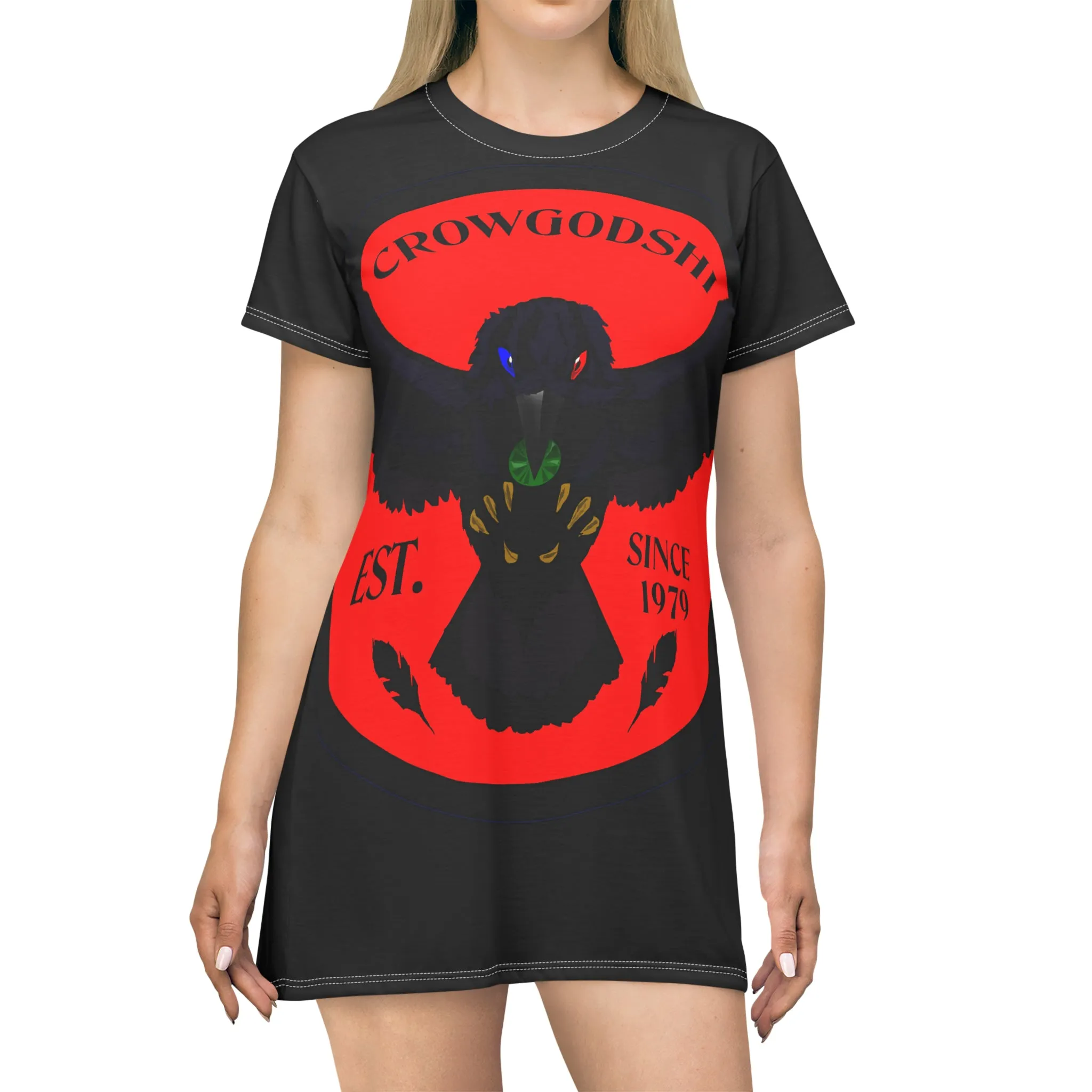 Crowgodshi Symbol T-Shirt Dress, RED LOGO