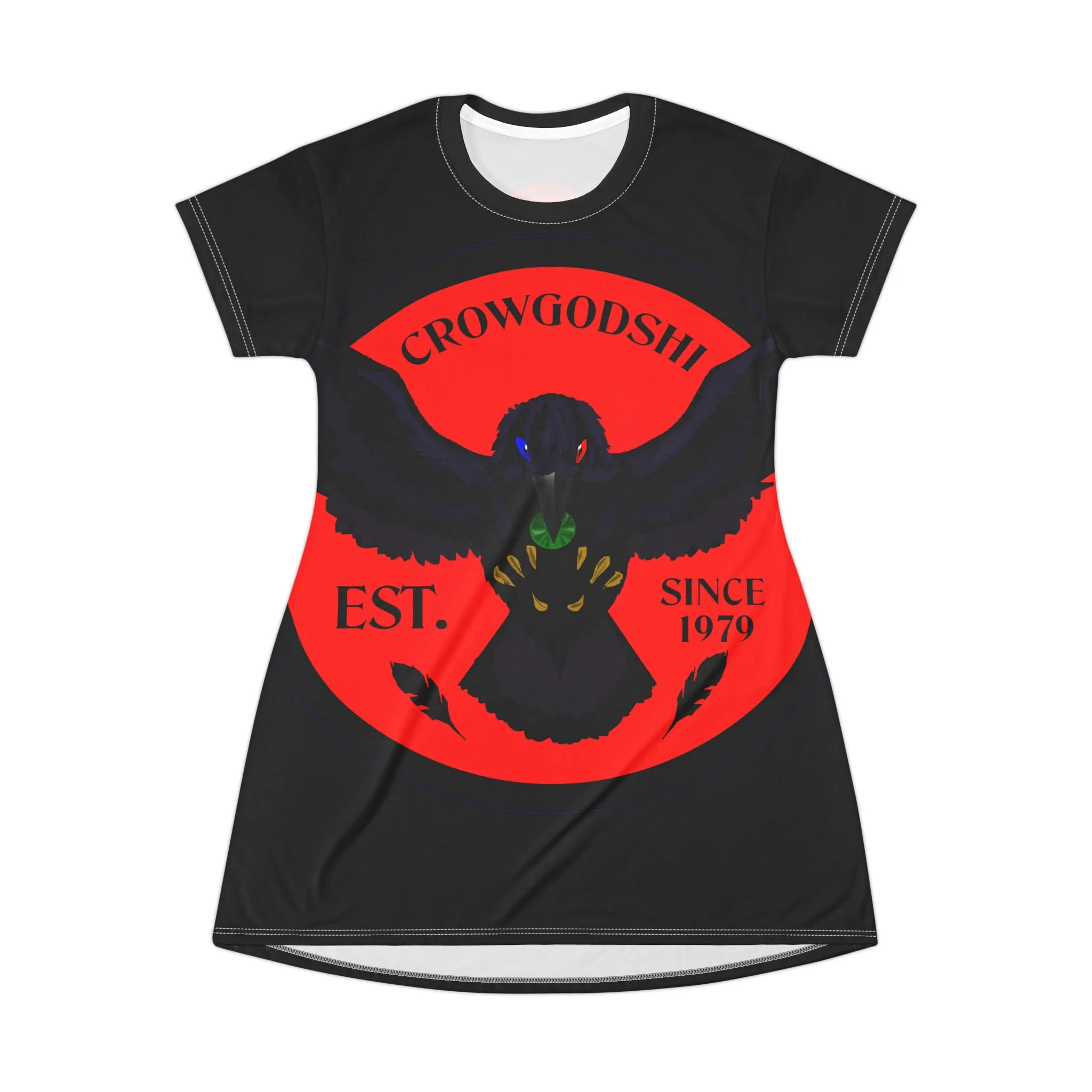 Crowgodshi Symbol T-Shirt Dress, RED LOGO