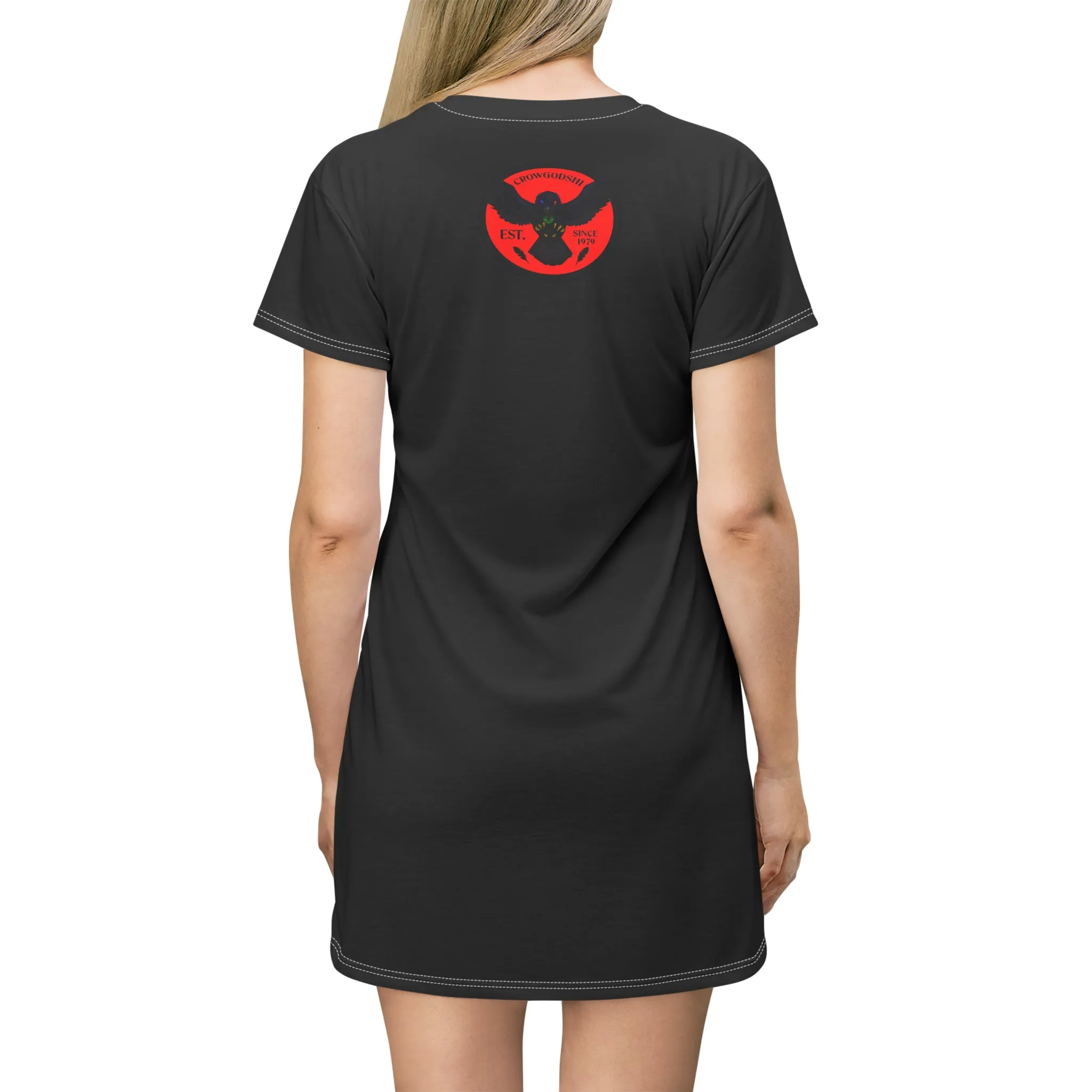 Crowgodshi Symbol T-Shirt Dress, RED LOGO