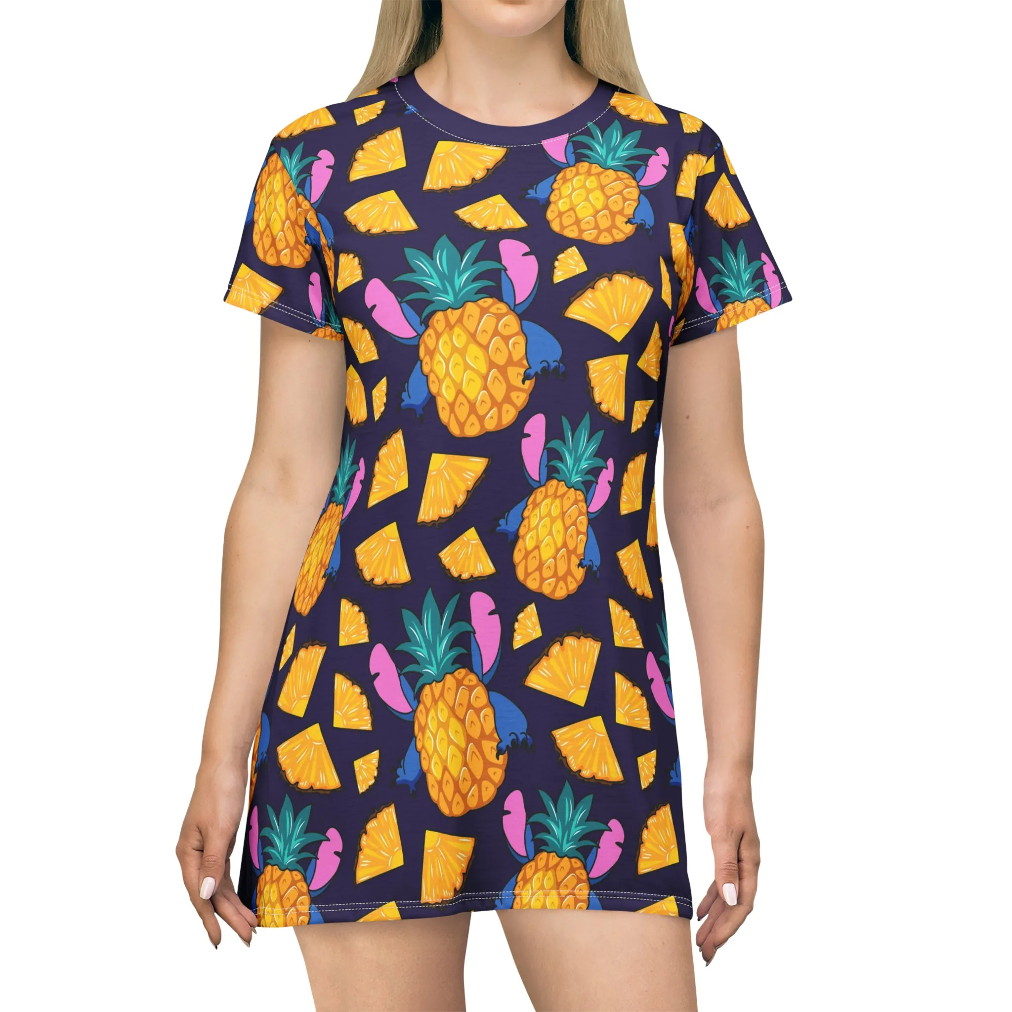 Disney Lilo And Stich Pineapple 626 T-Shirt Dress