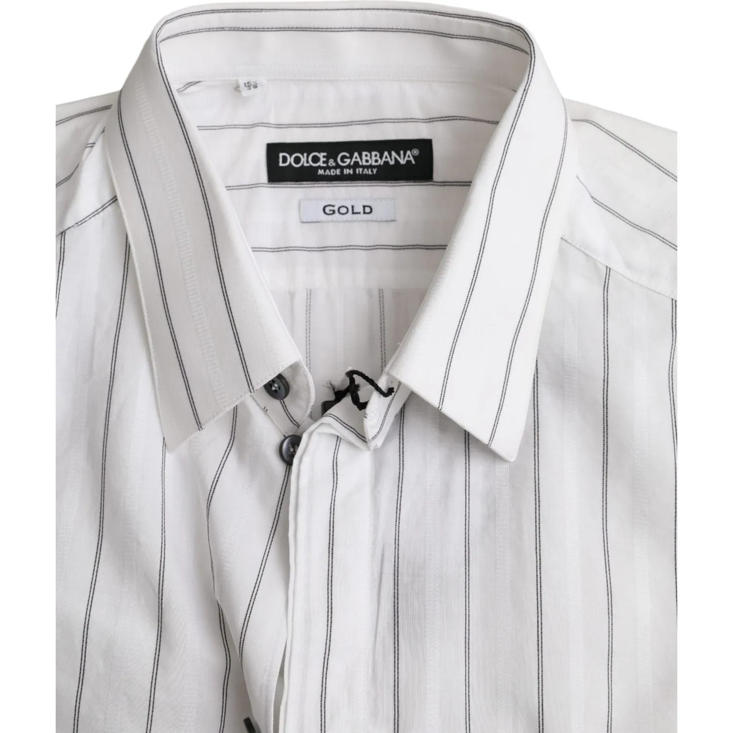 Dolce & Gabbana Black White Striped Formal Dress GOLD Shirt