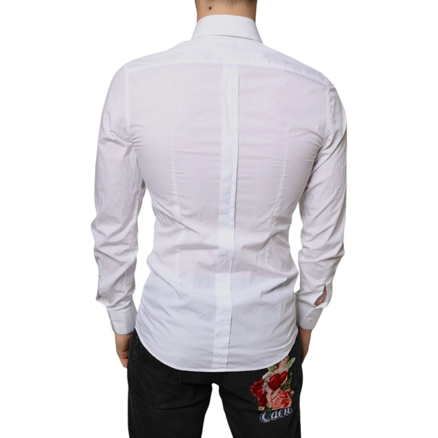 Dolce & Gabbana White Cotton Collared Men Formal Dress Shirt