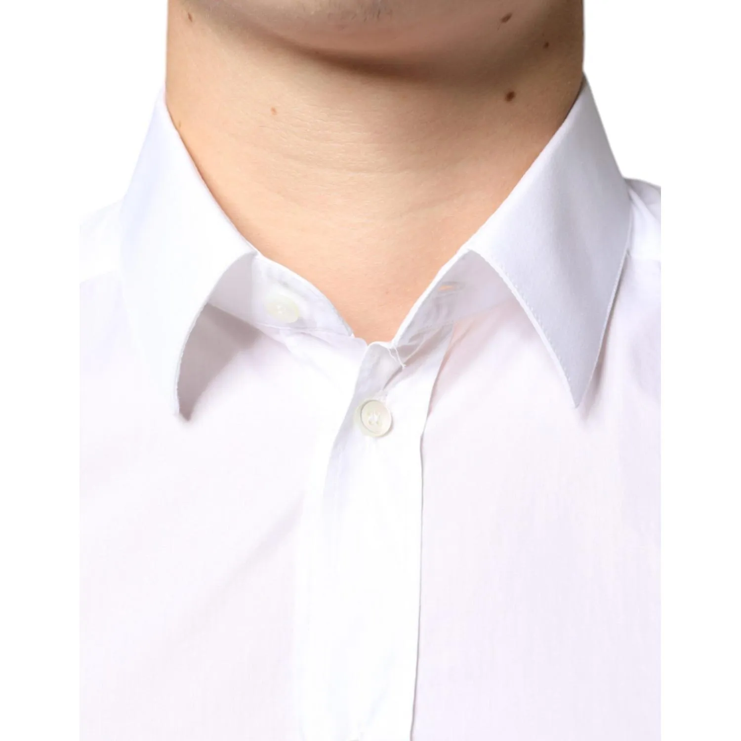 Dolce & Gabbana White Cotton Collared Men Formal Dress Shirt