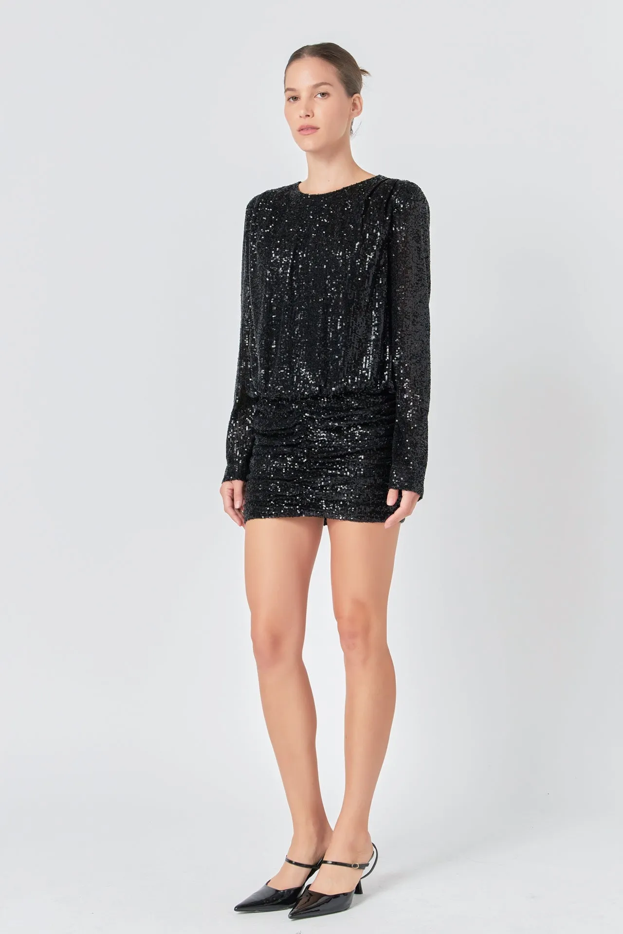 Endless Rose - Ruched Sequin Mini Dress