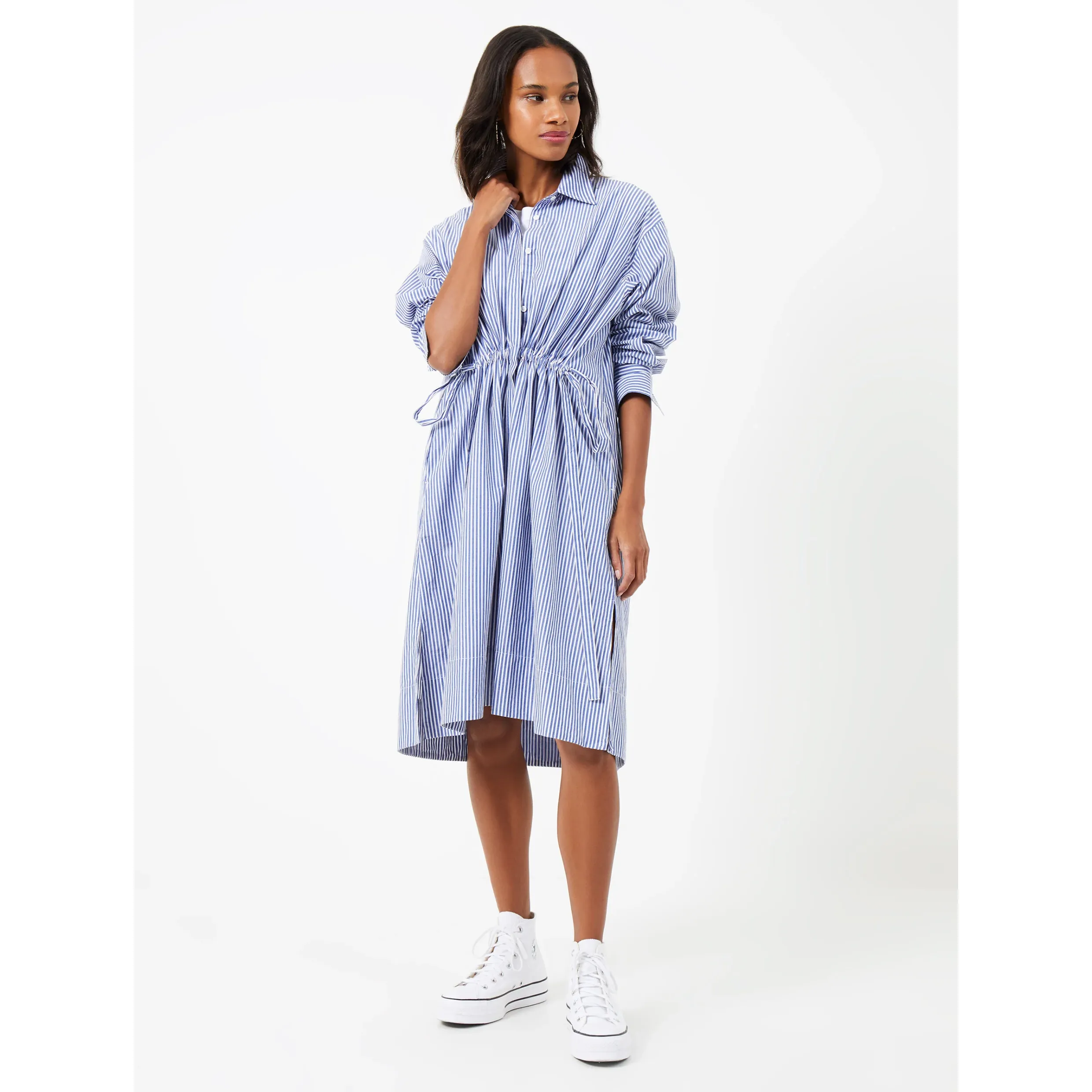 French Connection Rhodes Shirt Dress Linen White-Marine 71NZT