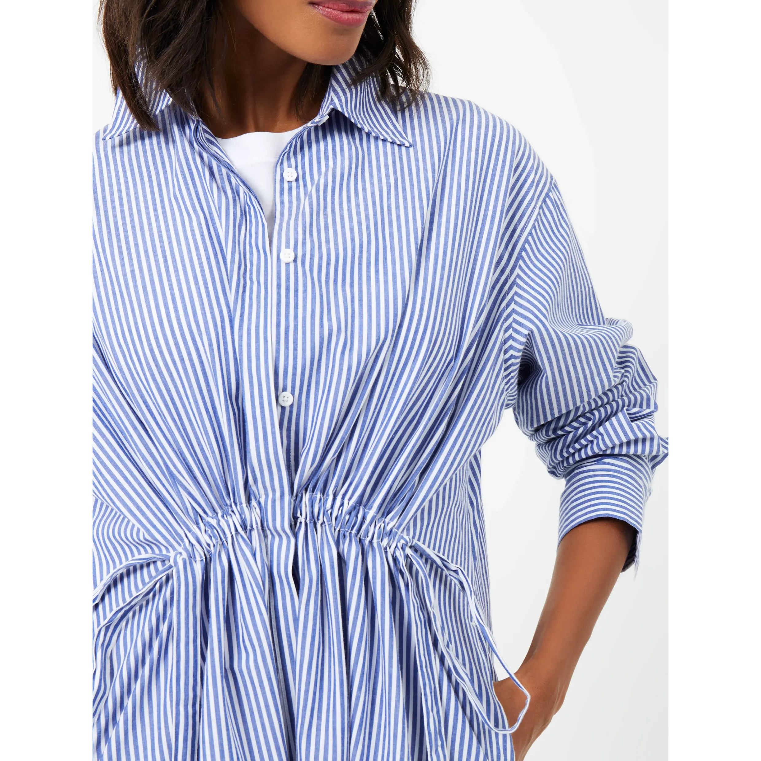 French Connection Rhodes Shirt Dress Linen White-Marine 71NZT