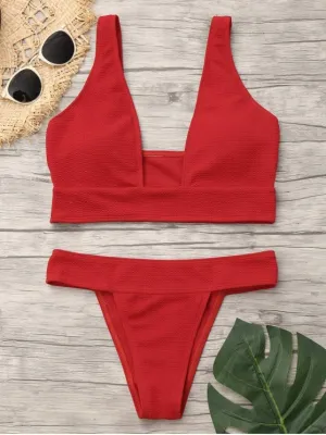 Gorgeous Plunge Neck Low Waist Bikini