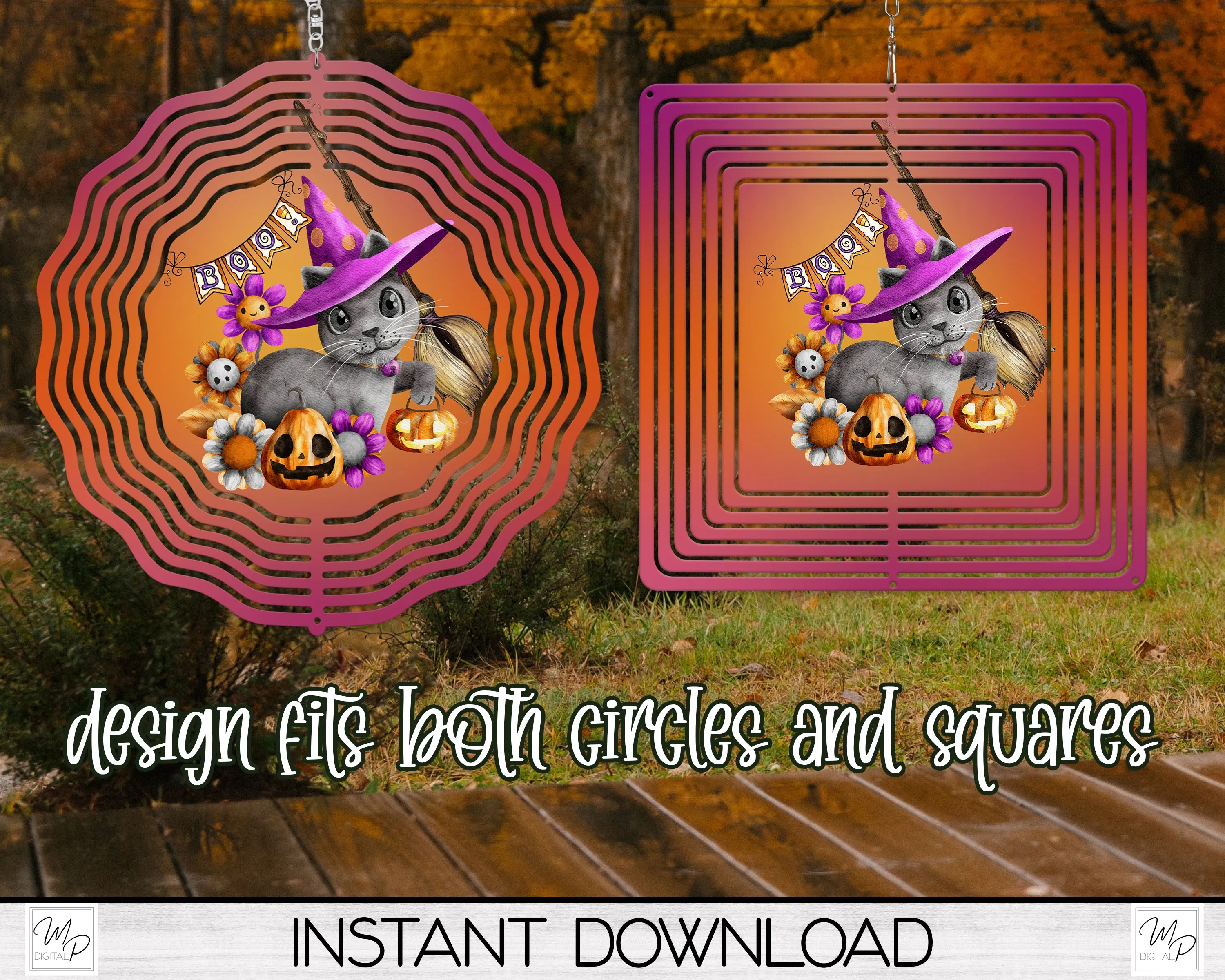 Halloween Wind Spinner PNG Design for Sublimation, Garden Spinner Design, Digital Download