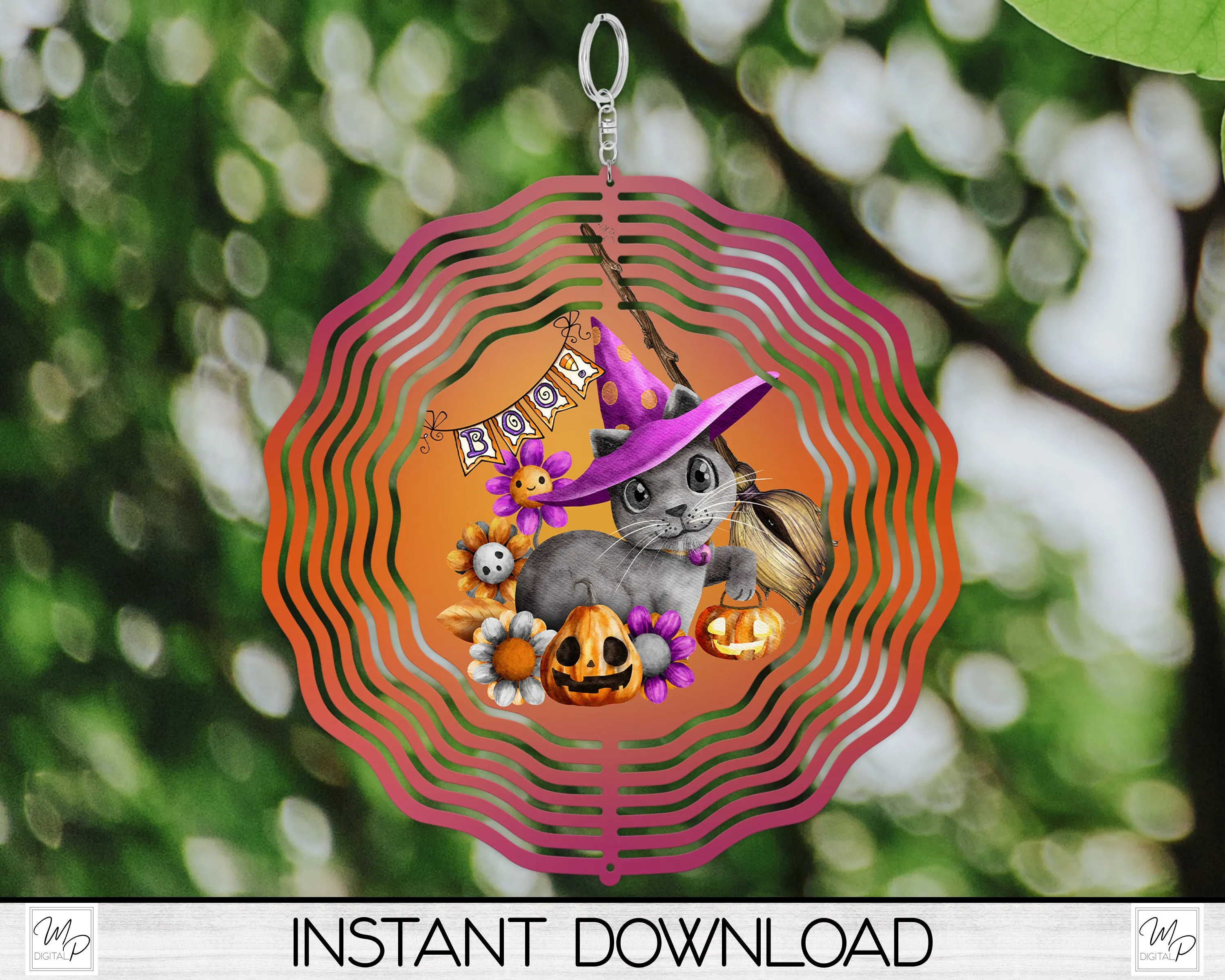 Halloween Wind Spinner PNG Design for Sublimation, Garden Spinner Design, Digital Download