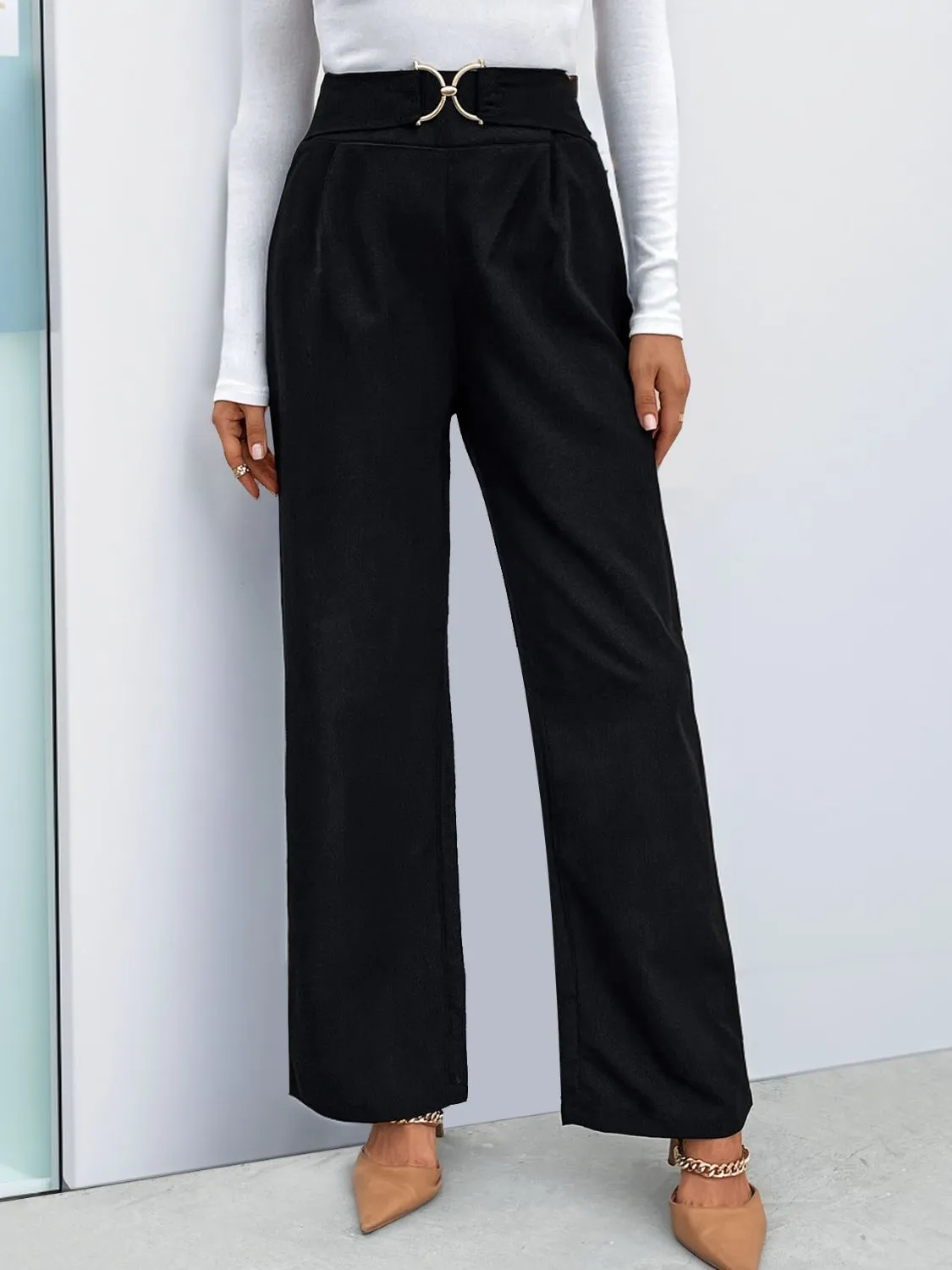 High Waist Straight Leg Pants