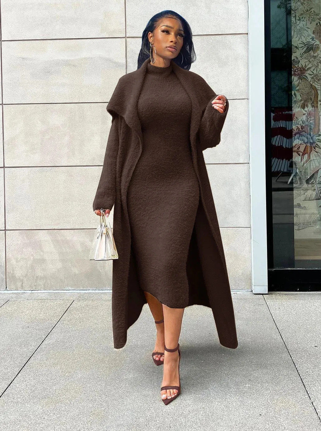 Keep Me Close Cardigan & Knitted Two-Piece Dress Set