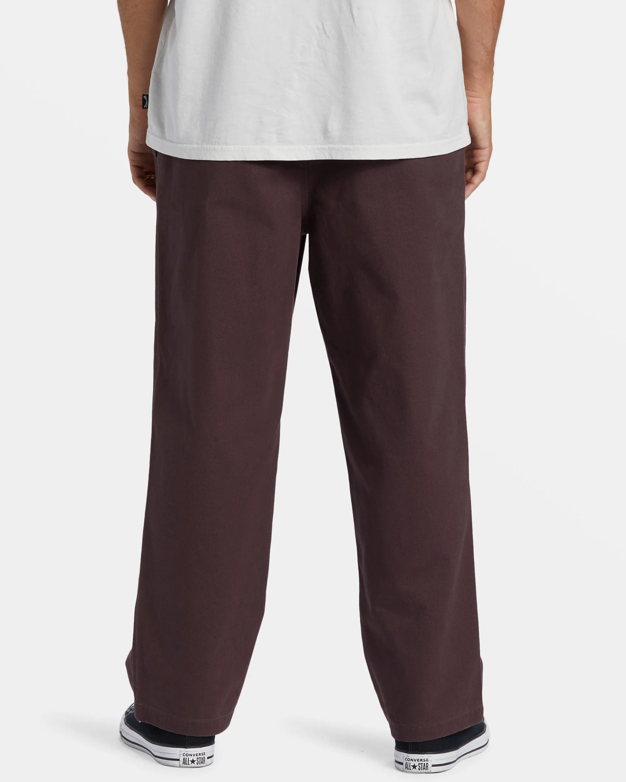 Larry Elastic Waist Pants - Plum