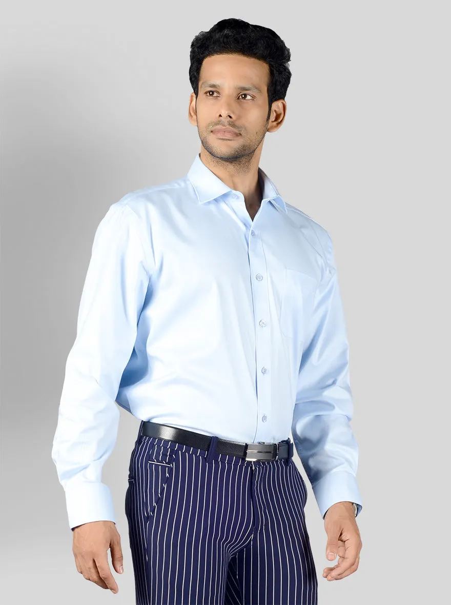 Light Blue Self Textured Slim Fit Party Wear Shirt | Greenfibre