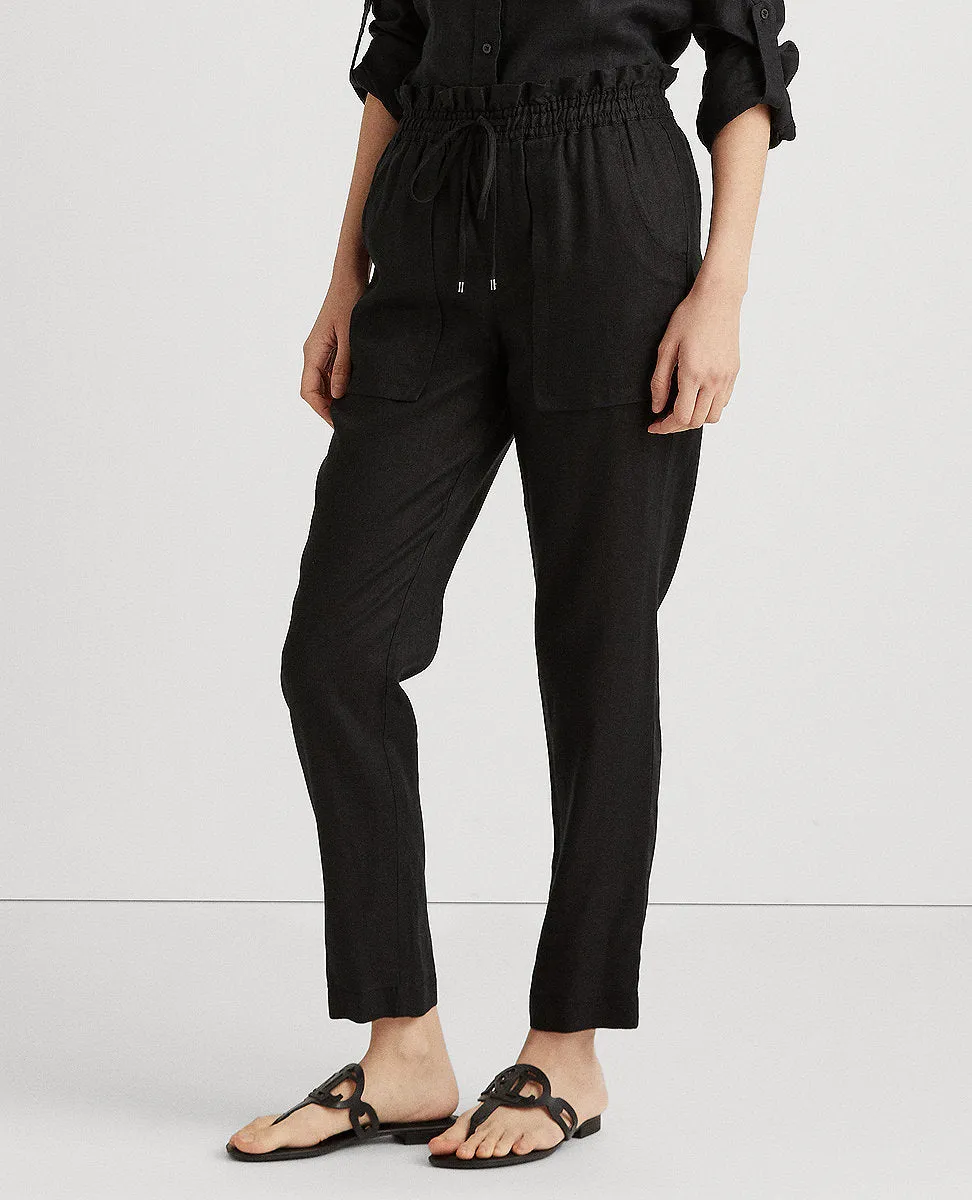 Linen Ankle Pant In Black