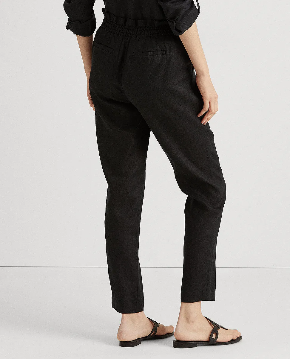 Linen Ankle Pant In Black