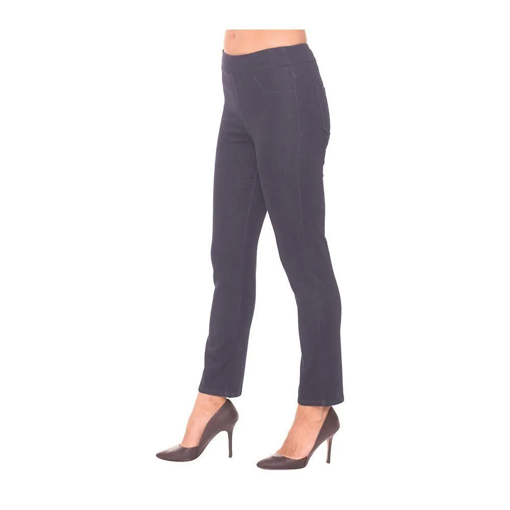 Lior "Sage" PULL-ON PANT W/BACK POCKETS in Dark Blue Denim - Sizes  2 & 16 Only