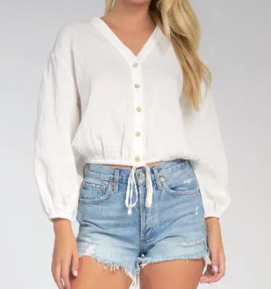 Long Sleeve Vnk Button Top