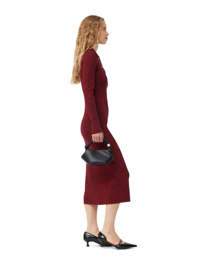 Melange Rib Long Sleeve Polo Dress