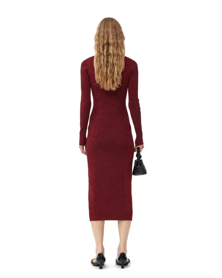 Melange Rib Long Sleeve Polo Dress