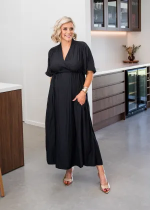 Misty Lustre kaftan dress in Black