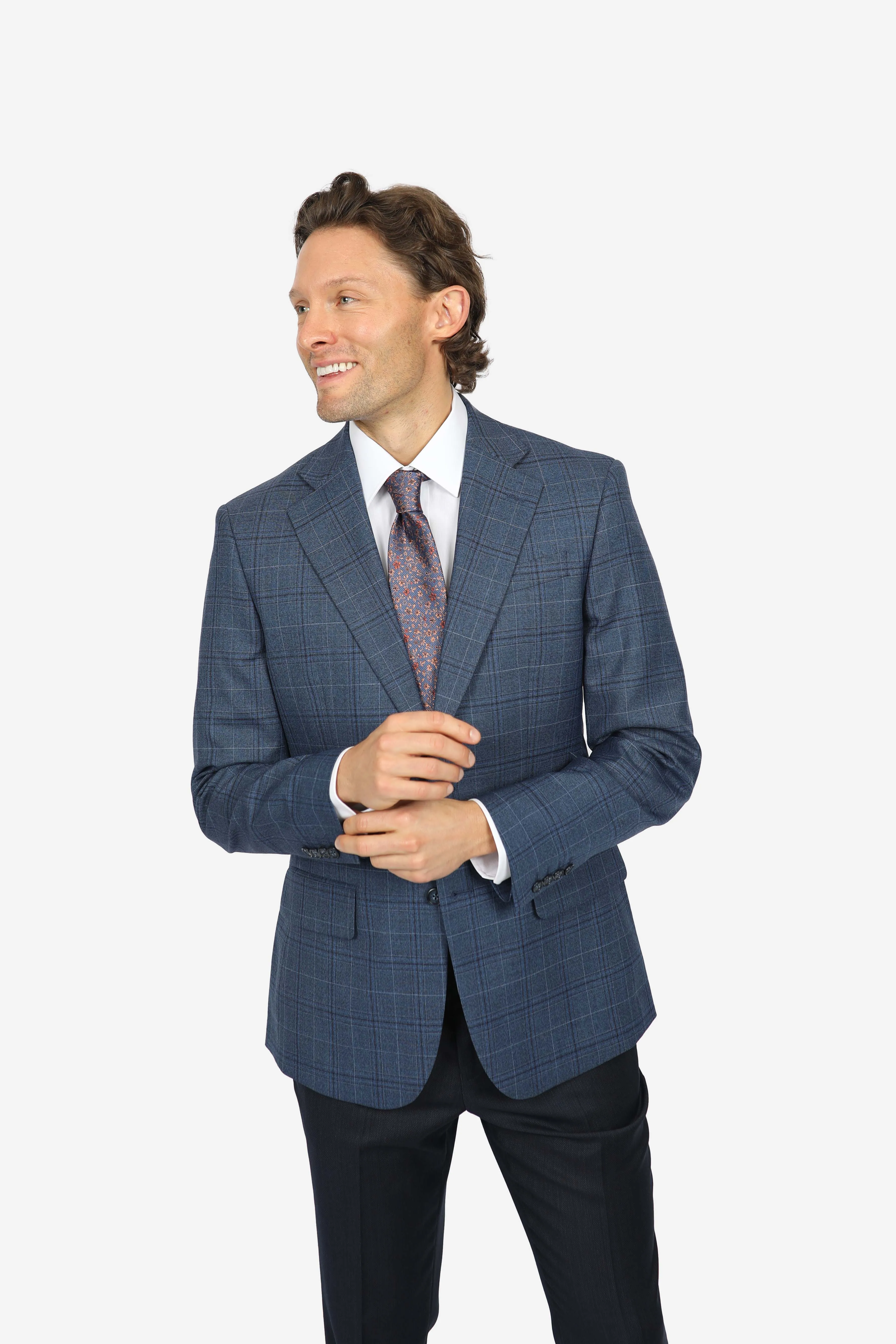 Navy Brinsley Check Sports Jacket