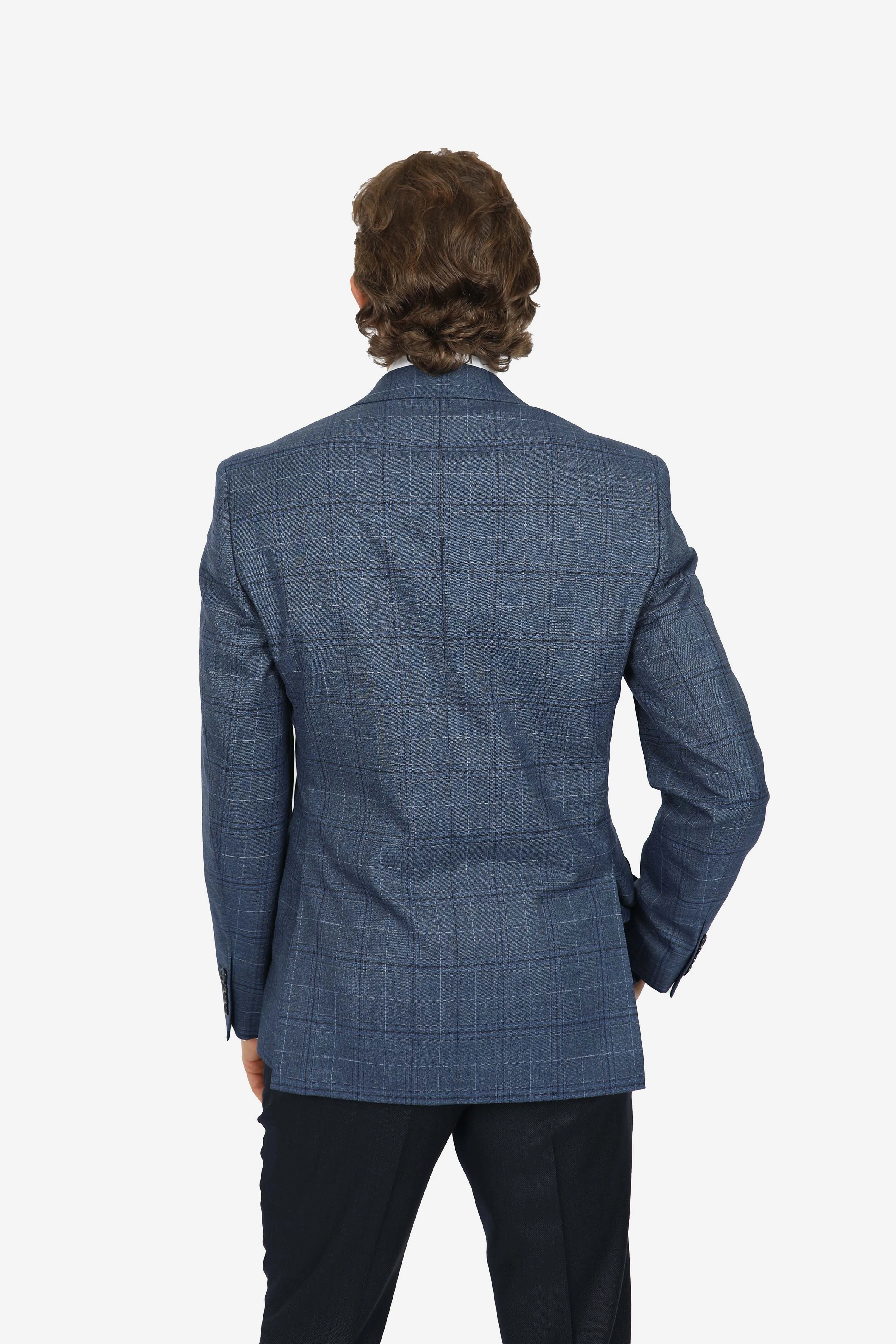 Navy Brinsley Check Sports Jacket