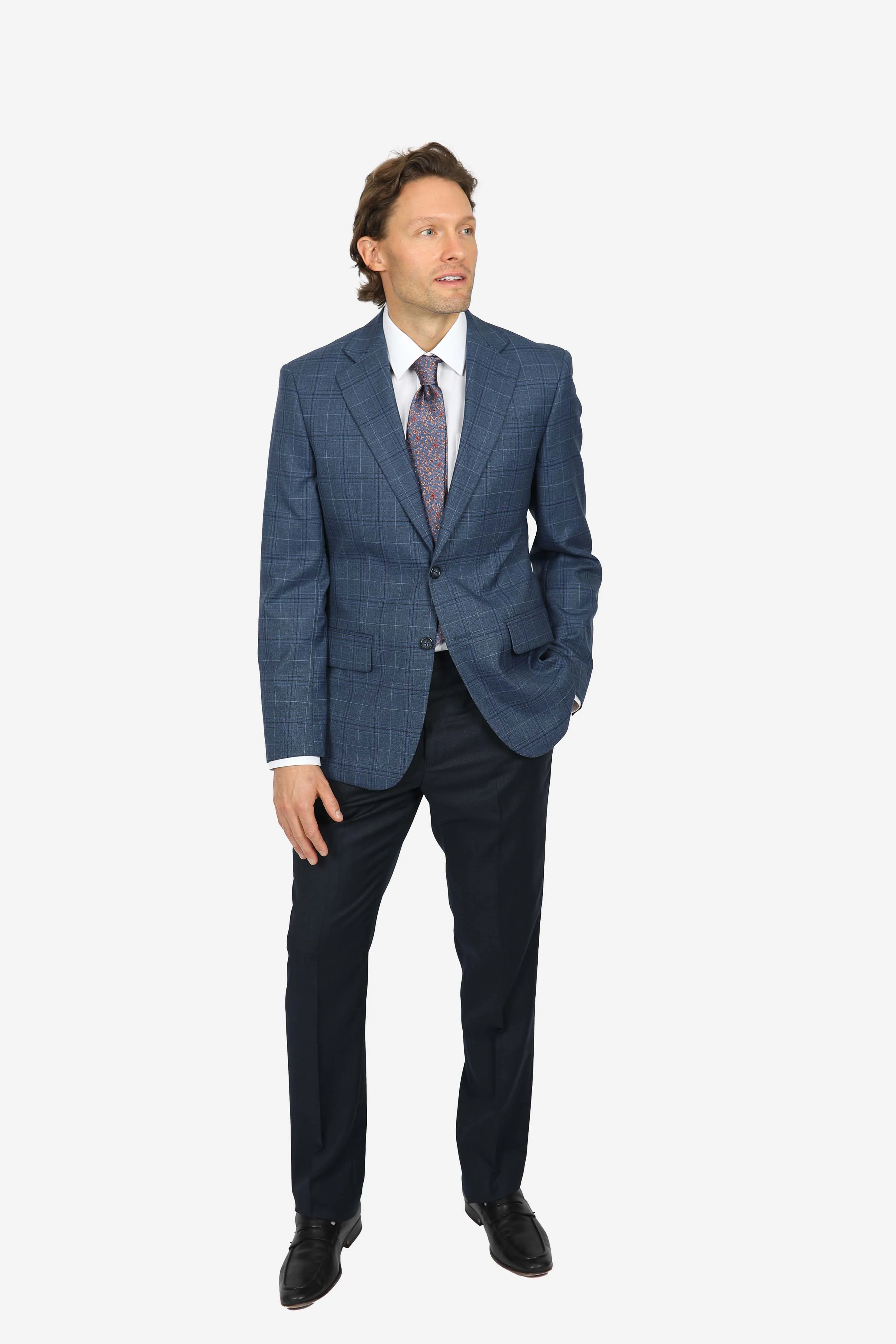 Navy Brinsley Check Sports Jacket