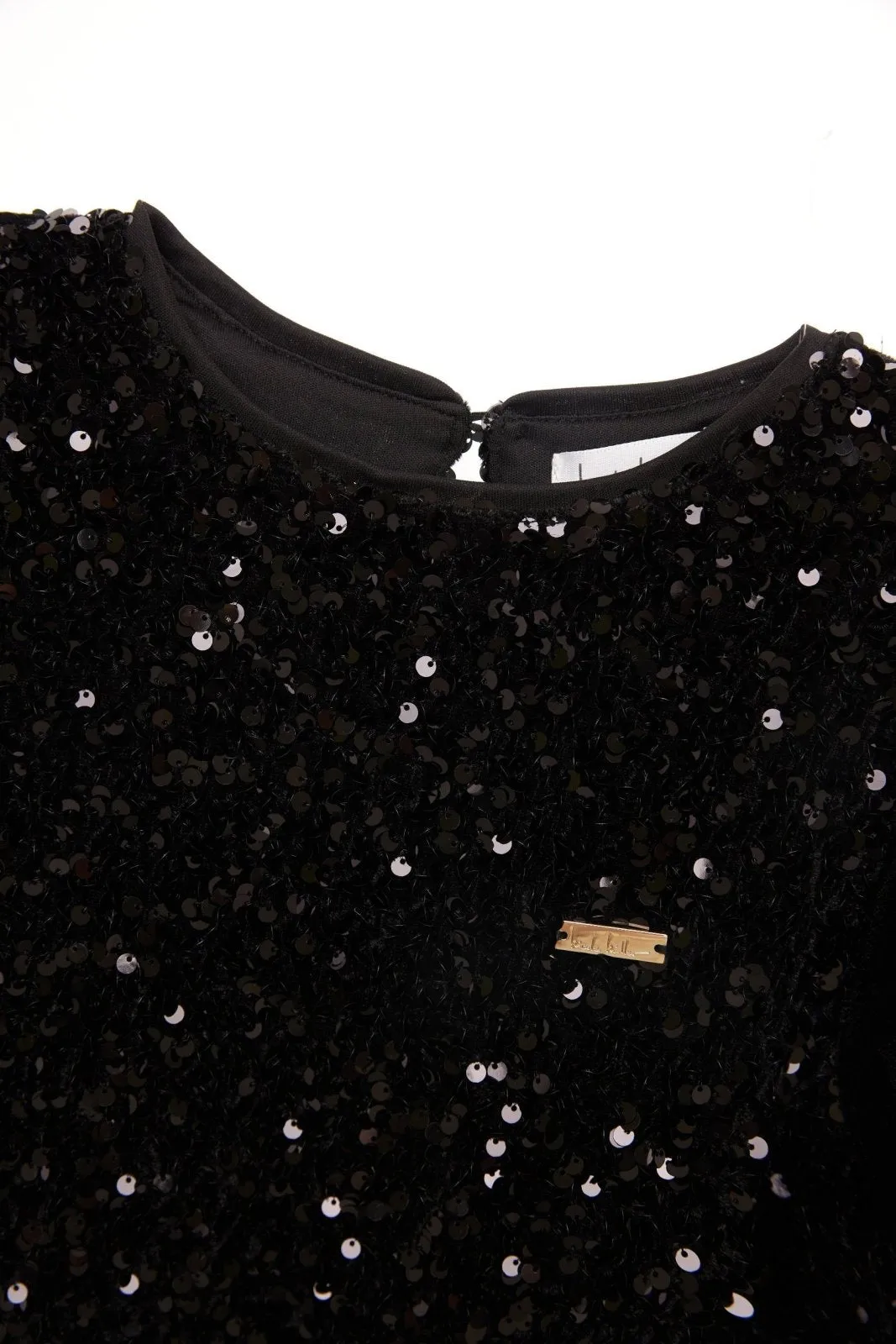 Nicole Miller Girls Black Sequin & Velvet Dress