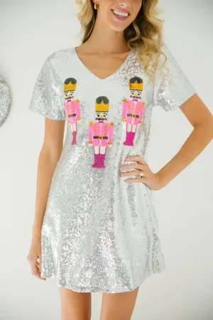 NUTCRACKER SILVER SEQUIN TEE DRESS