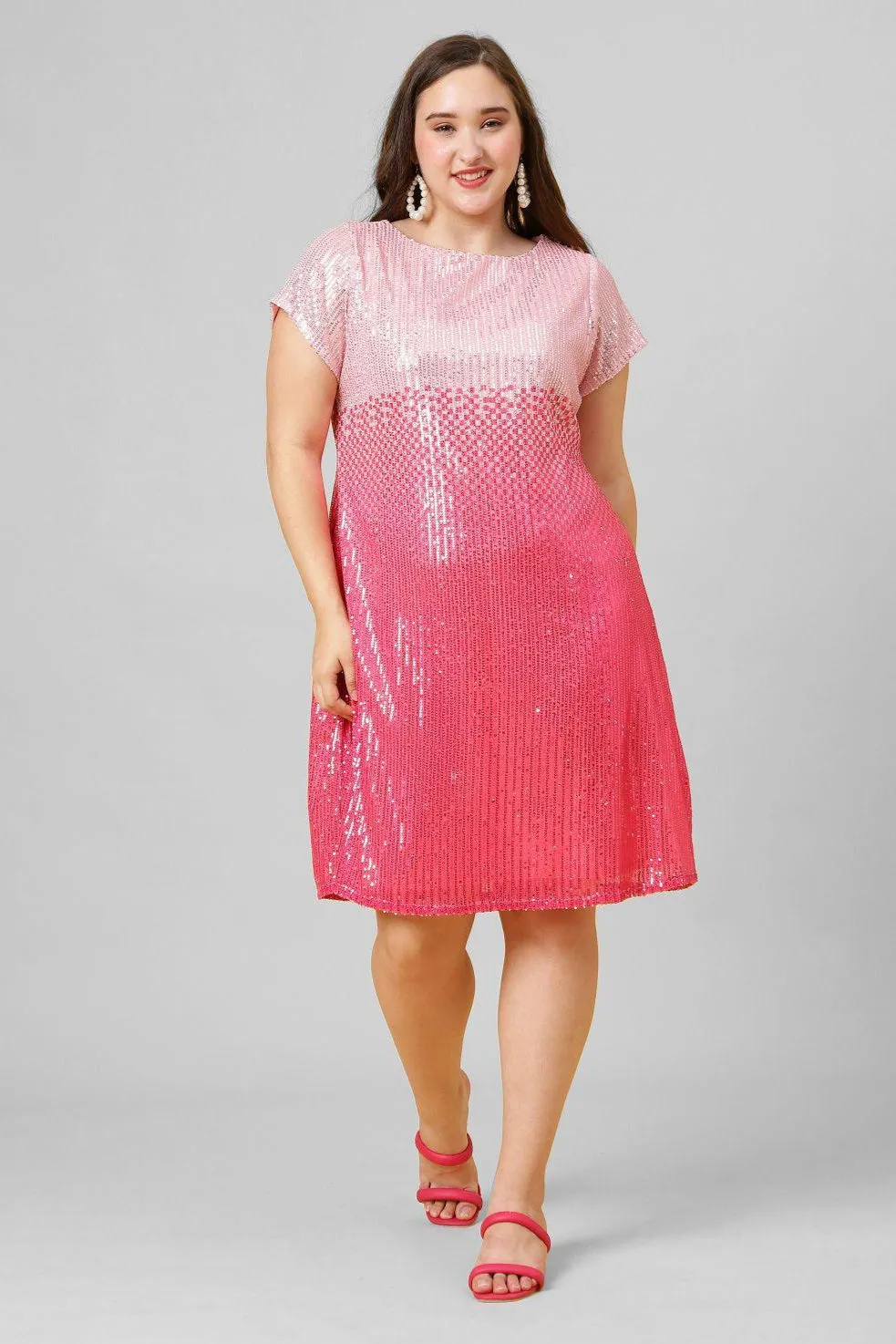 Pink & Purple Sequins Party Wear Dress