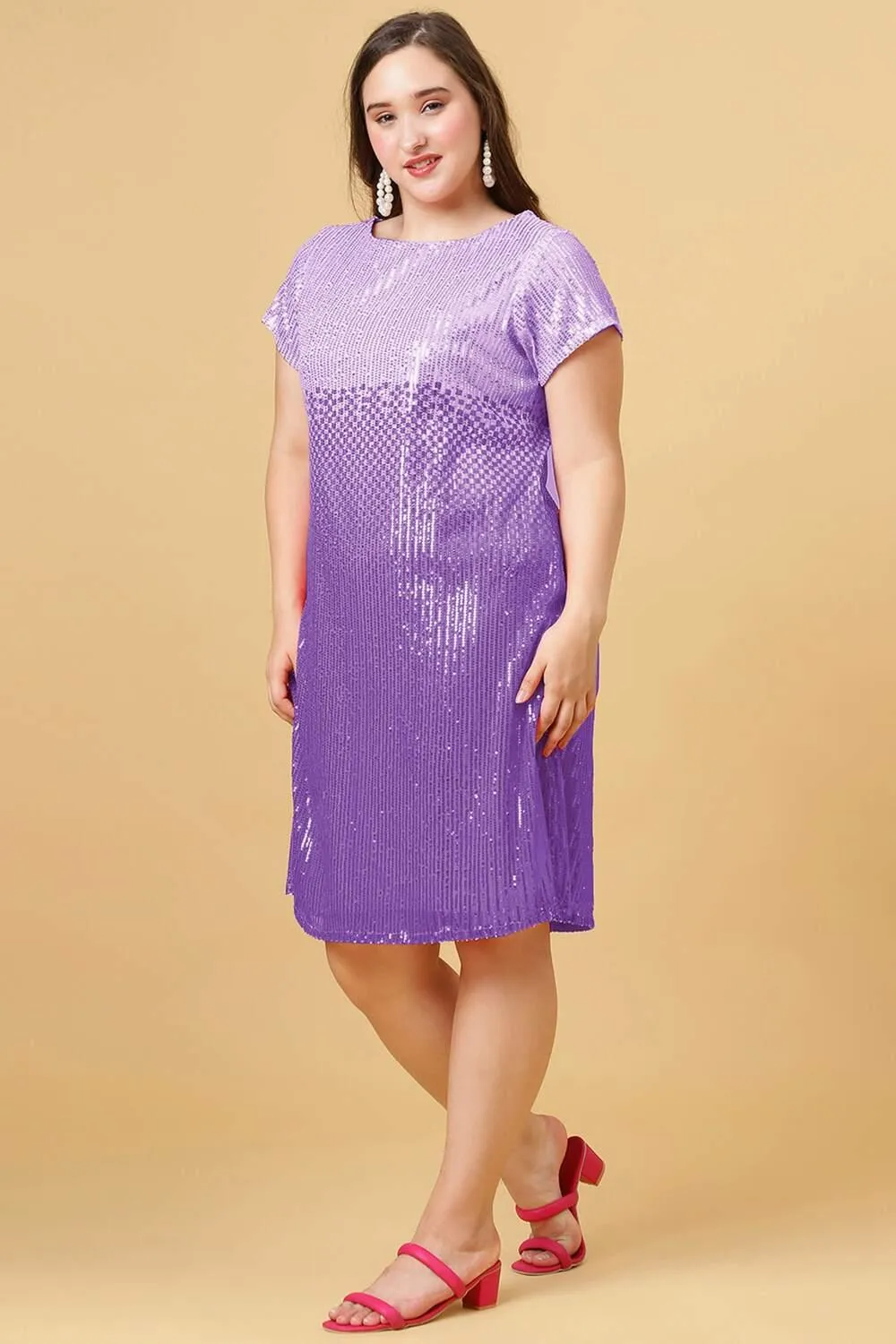 Pink & Purple Sequins Party Wear Dress