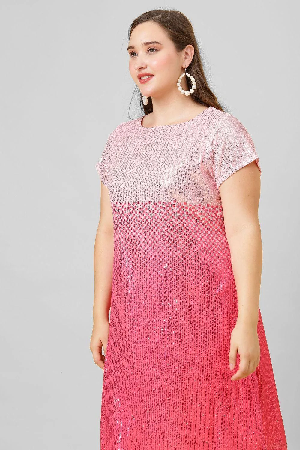 Pink & Purple Sequins Party Wear Dress