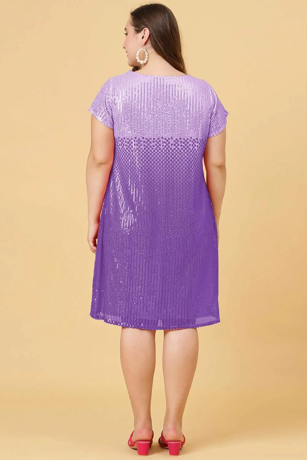 Pink & Purple Sequins Party Wear Dress